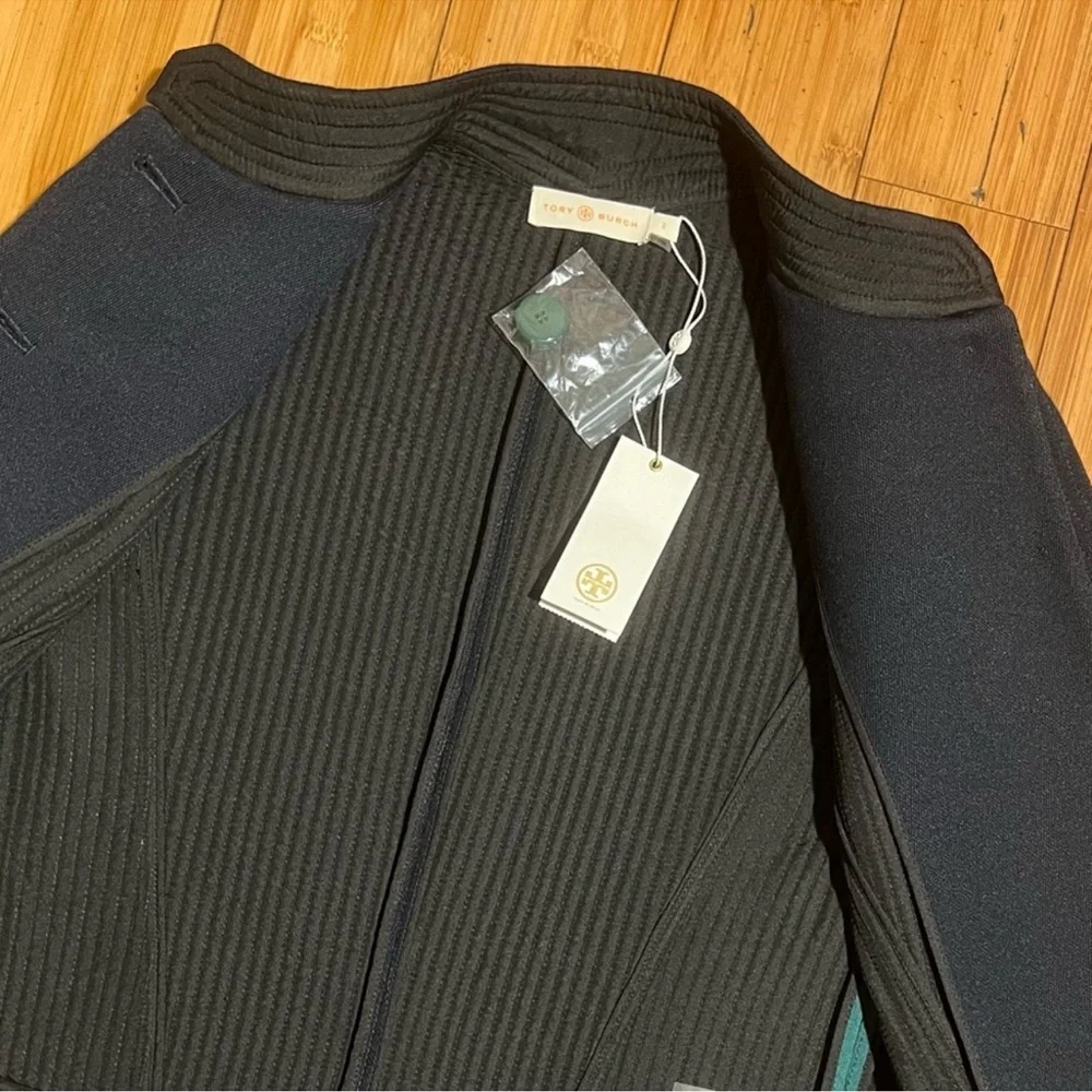 NWT Tory Burch Canter Riding Jacket Navy Blue & Green Size 2 - Picture 9 of 16